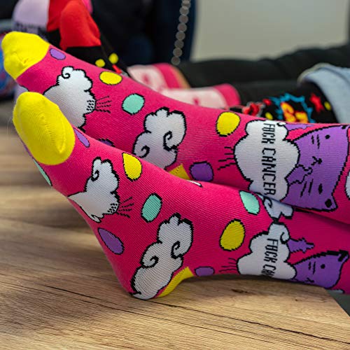 F Cancer Pink Socks - Funny Gift For Cancer Survivor Or Chemo Patient - For Women And Men (Bad Kitty)) #TOP4