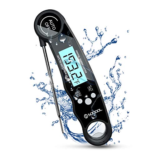 Meat Thermometer, Digital Food Thermometer Instant Read, SOQOOL Instant Read Thermometer for Kitchen Cooking Food Candy Oil Deep Fry Outdoor BBQ Grill Smoker, Ultra Fast and Waterproof