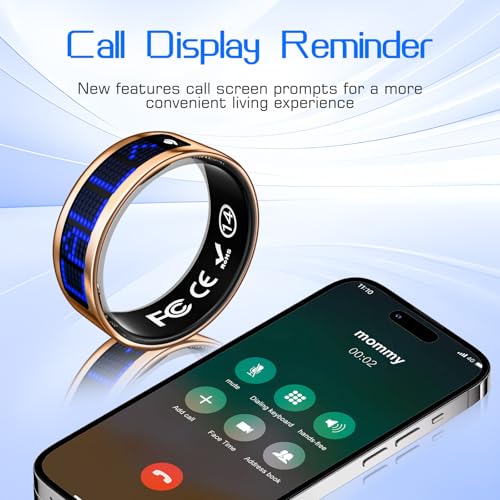 Image of Smart Ring for Women & Men, Fitness & Health Tracker with Display Screen, IP68 Waterproof Smart Rings for Health Monitoring, Fitness Tracker Ring with Call Notification, No App Fe