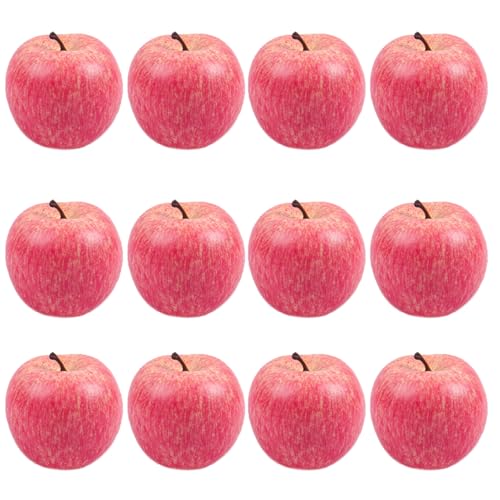 LGEGE Artificial Apples 12 Pcs Set - Pink Red Fake Fruit, Realistic Faux Apple for Kitchen Decor, Photography Props (8.5 x 7.4cm)