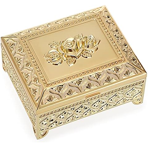 IGNPION Rose Engraved Jewelry Storage Box Cover