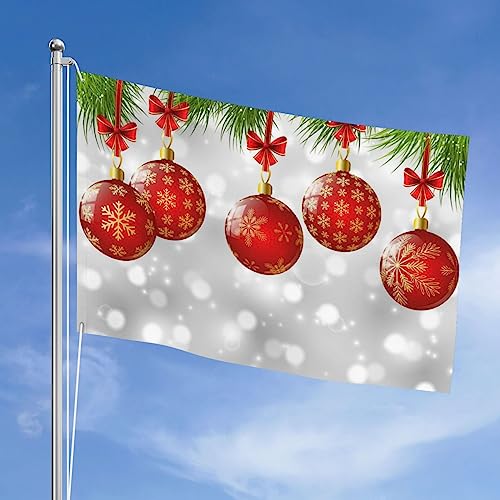 Drapeau de Noël Red Ball 1,2x1,8 m double face robuste pour extérieur