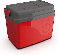 Cooler Térmico 7,5 Litros, Capacidade 12 Latas, Vermelho, Polipropileno, 24x32x19cm, com Tampa Dupla e Porta Copos