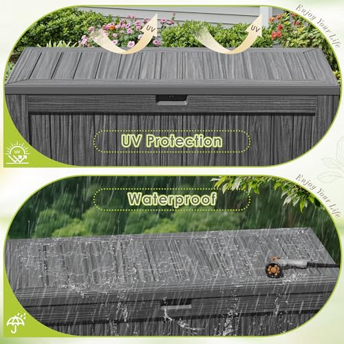 Image of Devoko 125 Gallon Outdoor Storage Box, Waterproof Resin Deck Box