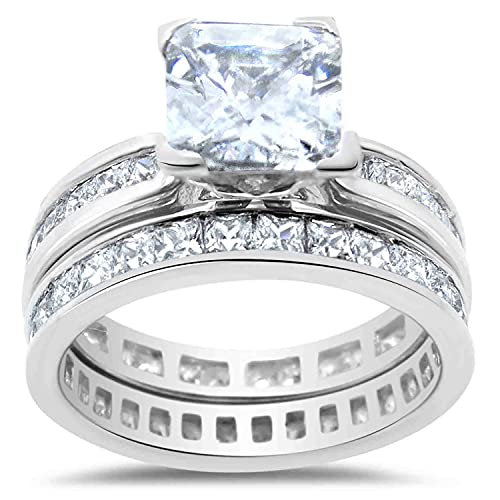 His Hers TRIO Sterling Silver Wedding Ring Set 3 PCS Matching Wedding Bands Him Her Bride Groom Couples4