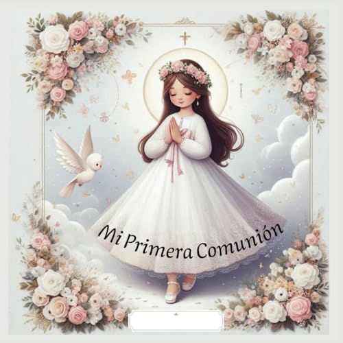 Libro de firmas COMUNIÓN Niña para dedicatorias y fotos | Recuerdos primera comunión | Álbum fotos Comunión: Regalo primera Comunión niña