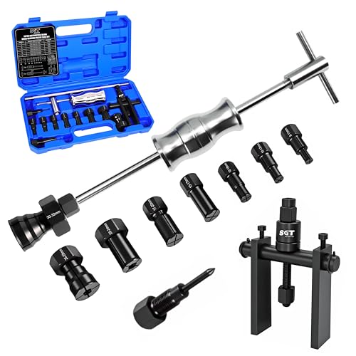 Image of SGT 12pcs Blind Hole Collet Bearing Puller Set,Internal Bearing Extractor Puller Kit,Motorcycle Bicycle Wheel Bearing Removal Tool,Slide Hammer Bearing Puller with Expandable Collets 8-32mm