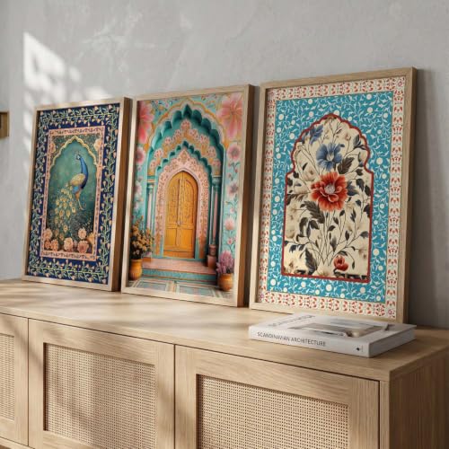 Image of kotart Wall Art Painting With Frame | Paintings Home Decoration For Living Room Bed Room Hotel Wall Decor Digital Reprint Indian Traditional Madhubani Set of 3 (20x30 Inch)