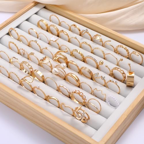 Image of YEEZII Gold Knuckle Ring Set for Women, Boho Stackable Finger Midi Rings