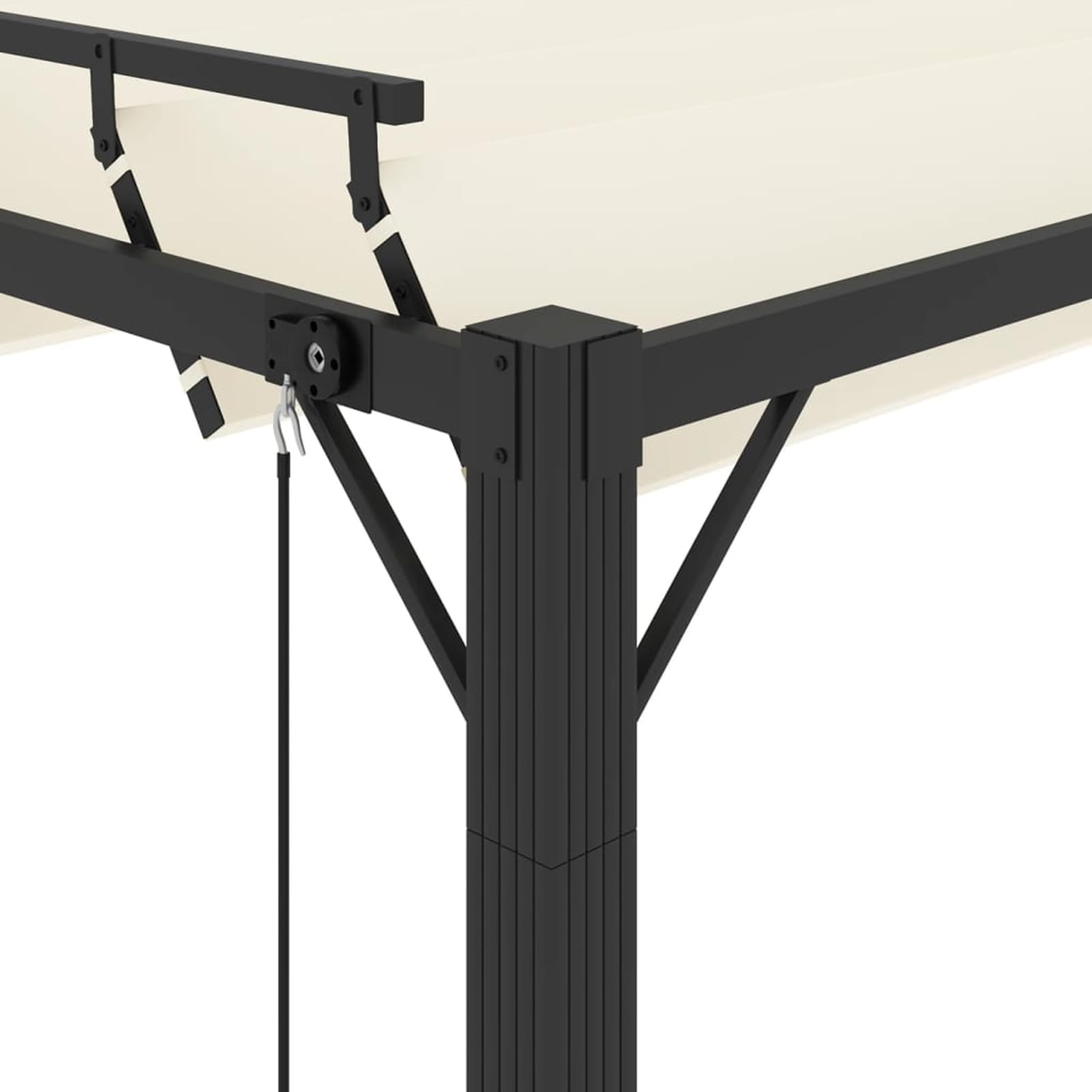Pavillon mit Lamellendach, Gartenpavillon, Pop-Up Partyzelt, Festzelt, Pavillon, Garden Decoration, Canopy Tent, Lagerzelt, 3x3 m Creme Stoff und Aluminium