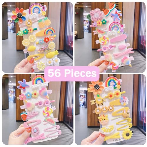 56 piezas de pinzas para el cabello con diseños de flores, frutas y animales, clips bonitos para niñas pequeñas, accesorios decorativos para el cabello miniatura 2
