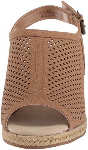 Easy Street Women's Stacy Wedge Sandal, tan Linen Print, 6.5 | Image 1