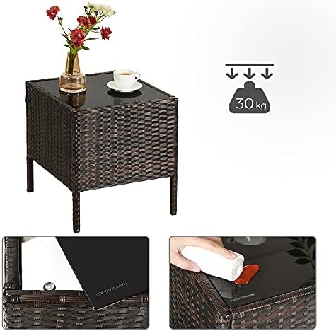 SONGMICS Garden Furniture Sets, Polyrattan Outdoor Patio Furniture, Conservatory PE Wicker Furniture, for Patio Balcony Backyard, Brown and Beige GGF001BR1