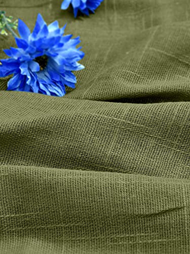 Image of Cotton Linen Solid Curtain with Eyelet Rings,Door Curtains for Pooja Room /Living Room /Dining Hall /Hotel /Bedroom /Kid Room /Kitchen (7.5 Feet, Olive Green) Set of 2