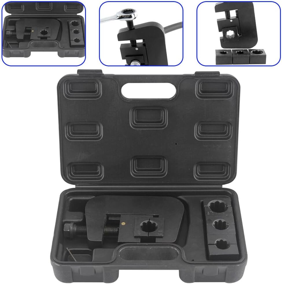 A/C Hose Crimper,Manual Auto Air Conditioning Hose Crimpers Repair Kit w/ 4 Dies Whole Set #6#8#10#12 Handheld Air Hose Crimper Tool for Crimping Automotive Air Conditioning Pipes