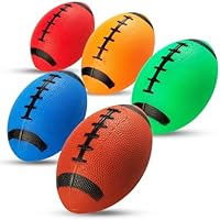6-Inch Mini Footballs for Kids (Pack of 5) - Inflatable PVC Football Toys for Boys & Girls w/ Hand Pump, Easy to Grip Small Sports Balls for Backyard, Recess, Party Favor, Indoor/Outdoor, Colorful