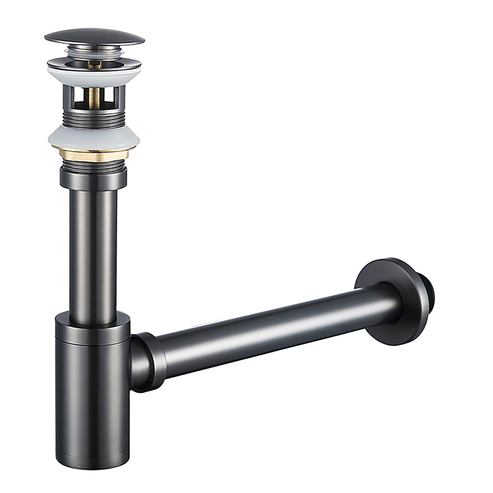 Sifon Lavabo con Válvula Click Clack Lavabo y Rebosadero,Anti-Odores,Regulable en Altura con Abertura de Limpieza,Kit de Desagüe Lavabo Desagüe Lavabo