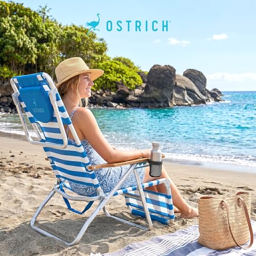 Image of Ostrich the Original 3N1 Reclining Lounge Chair Relaxing Beach Seat, Stripe