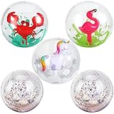 Bonito aspecto: los balones de playa con lentejuelas quedan muy bien bajo el sol. Los coloridos unicornios, los flamencos hinchables de color rosa y los cangrejos hinchables de color rojo son bonitos y elegantes, y su diseño único os aportará diversión a ti y a tus amigos.