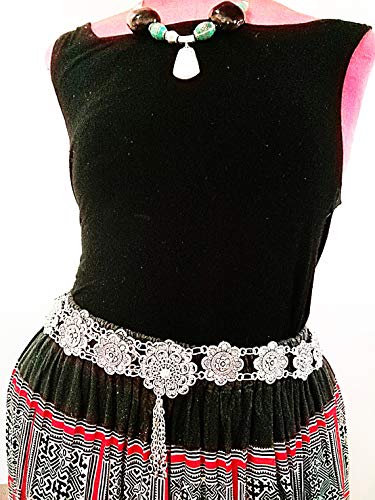Silver Plated Belts Thai Tradition Grand Empress Vintage Style Thailand Costume Wedding Party Women Dress Skirt Sarong Oriental 40 Inches 1 Piece2