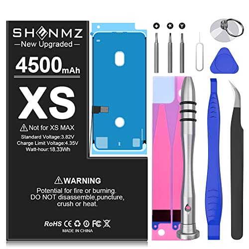 Shenmz 4500Mah Battery For Iphone Xs, (2023 New Version) Upgraded New 0 Cycle Battery Replacement For Iphone Xs Model A1920, A2097, A2098, A2100 With Complete Professional Repair Tool Kits #TOP1