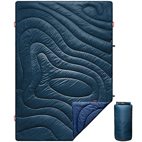 rioyalo Camping Blanket | X-Large, Wind and Waterproof Warm Puffy Blanket Quilt | Lightweight Portable | Outdoor Concerts, Picnics, Backpacking, Travel, Hiking, Beach, Stadium (Deepsea Blue)