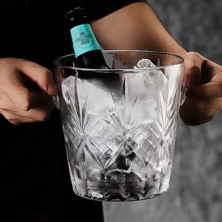 Fiesta de Cubos de Hielo Cubo de Hielo Vidrio portátil, contenedor for Bares, cafeterías, Uso Comercial, Cubos Cerveza, Herramientas refrigeración Bebidas, Fiestas Familiares(2l)
