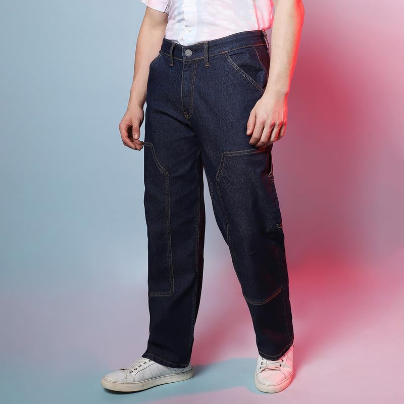 Image of CAHOOT Men's Denim Jeans Wear | Light-Wash | Button Closure | Regular Fit | Denim Jeans Crafted with Comfort Fit for Everyday Wear