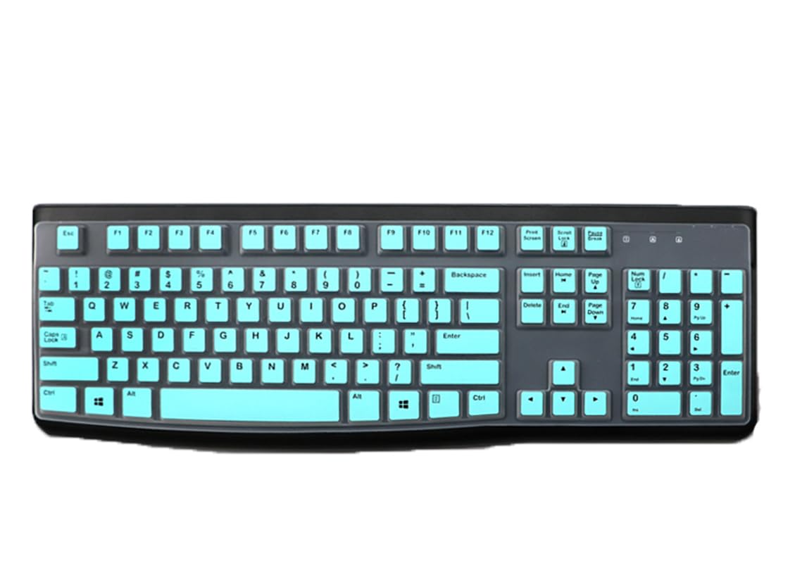 Ultradünne Silikon-Tastaturabdeckung, kompatibel mit Logitech K120 & MK120 kabelgebundenen Tastaturen, Logitech K120 & MK120 Tastatur-Schutzzubehör (Mint)