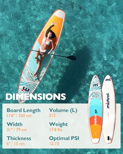 Mistral-Inflatable-Stand-Up-Paddle-Board-with-Premium-SUP-Accessories-116-x31x6-Inflatable-Paddle-Boards-Wide-Stable-Design-Non-Slip-Comfort-Deck-for-Youth-Adults-of-All-Skill-Levels Mistral Inflatable Stand Up Paddle Board with Premium SUP Accessories, 11'6" x31''x6'' Inflatable Paddle Boards, Wide Stable Design, Non-Slip Comfort Deck for Youth & Adults of All Skill Levels - Image 3
