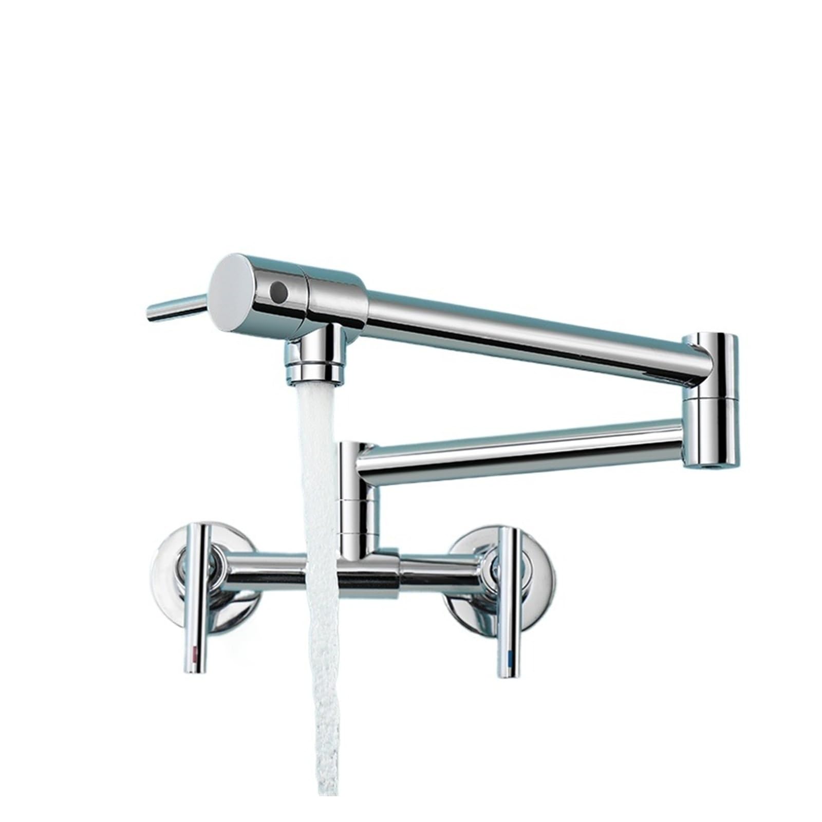 ZQFHSX Pot Filler Faucet Wall Mounted Kitchen Mixer Tap Brass Spout Hot and Cold Water with Dual Handle DIY Renovation(Model D)