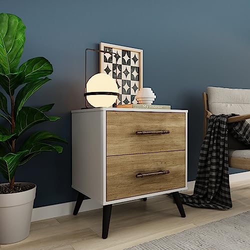 Hillsdale Fargo Modern Wood Nightstand, White/Driftwood Brown - Image 8