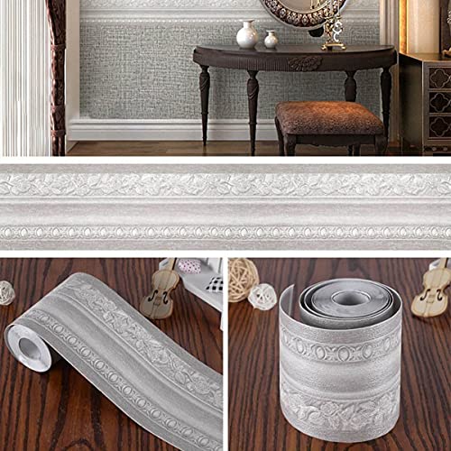 HBOS Selbstklebende Bordüre Wandtattoo 3D PVC 10cm x 500cm Rosenmuster Wasserdicht & Abnehmbar Schimmel- & Schmutzabweisend Wand- & Fliesenaufkleber für Wohnzimmer Bad & Küche