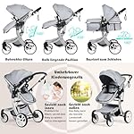 COSTWAY 2 in 1 Kinderwagen faltbar, Kombikinderwagen mit verstellbarer Rückenlehne & Verdeck, Reisebuggy tragbar mit Sonnenschutz, Wickeltasche für Baby bis 3 Jahren, 25 kg Belastbar (Grau)