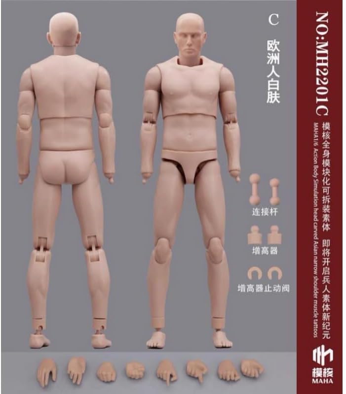 ximitoy 1/6 Male Soldier Body Hands Model 12'' Action Figure (1/6,Wheat-Colored Skin)