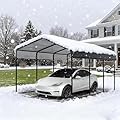 Big RED 12x20 Heavy Duty Metal Carport Canopy, Multi-Use Canopy Garage Shed, Portable Car Garage with Enhanced Metal Frame, Shelter for Car Car, Boats and Tractors