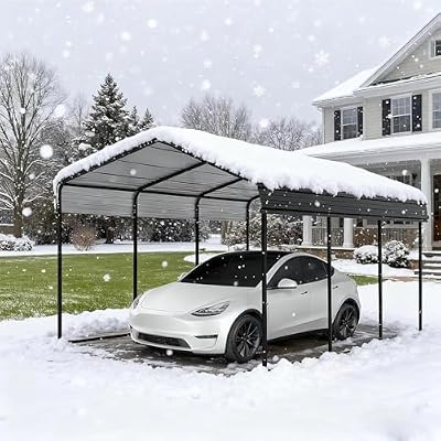 Big RED 12x20 Heavy Duty Metal Carport Canopy, Multi-Use Canopy Garage Shed, Portable Car Garage with Enhanced Metal Frame, Shelter for Car Car, Boats and Tractors