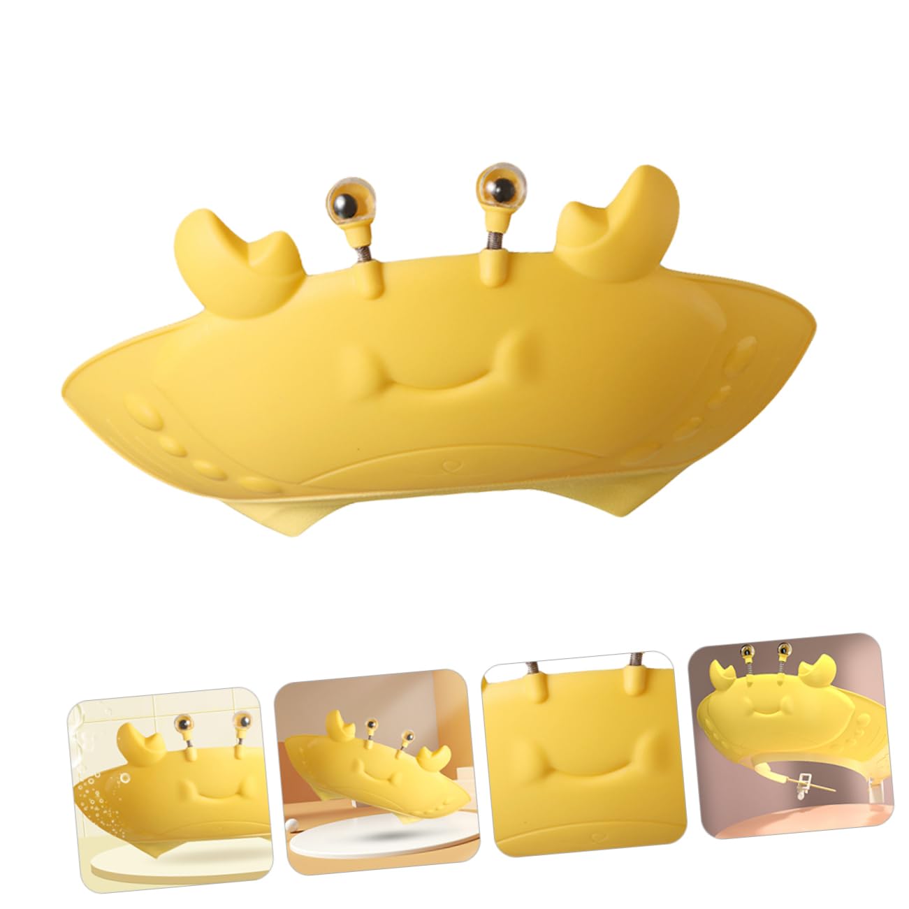 VICASKY 3piezas Sombrero De Baño Infantil Para Bebés y Niño Niña Gorro De Champú Divertido Protección Para Ojos y Oídos Para Cortes De Pelo y Duchas Limón Modelo Cangrejo