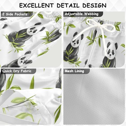 Boccsty Green Leaves Pandas Boys Swim Trunks Baby Kids Swimwear Summer Toddler Beach Board Shorts 2T3