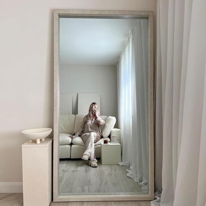 Wall Mirror Full Length Mirror Red Silver Floor Mirror Full Length Mirror for Bedroom or Living Room Decor, Casual Mirror for Entryway/Bathroom(B,70x180cm)