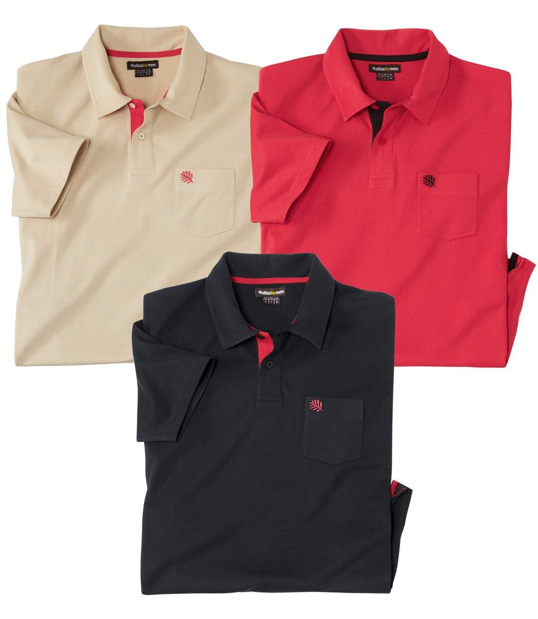 ATLAS FOR MEN - Set di 3 Polo da Uomo - Manica Corta - Disponibile nelle Taglie Grandi dalla M alla 5XL