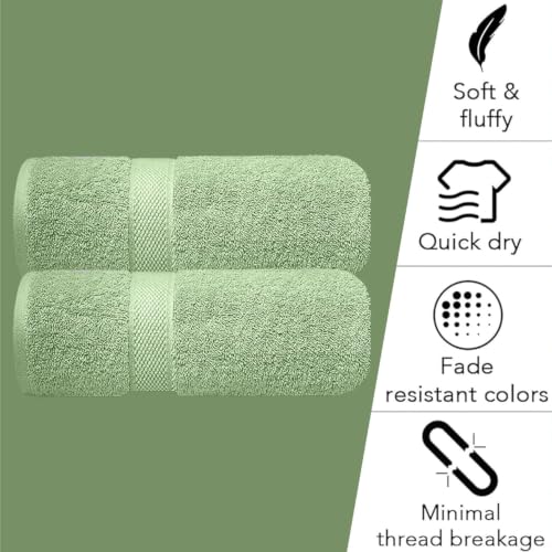 Image of Sulfar 100% Combed Cotton, Quick Drying Highly Absorbent, Luxury Hand Towel Set (Pack of 2, 40 X 70 cm) Nature Green