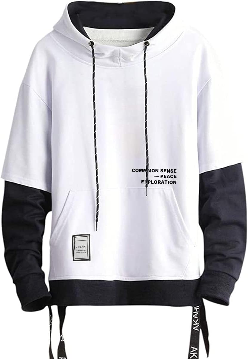 Mens Colorblock Pullover Casual Hoodie Hip Hop Tops Kuwait Ubuy