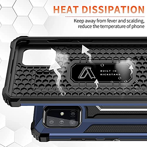 Image of KBV Shockproof Armor Protector Sturdy Metal Kickstand Back Cover for Samsung Galaxy M51 (Blue)