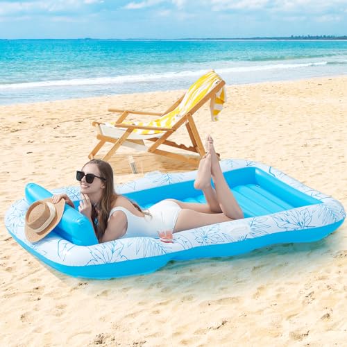 image for Inflatable Adult Pool Lounger Float - BAIAI Large Beach Sun Tanning Fl