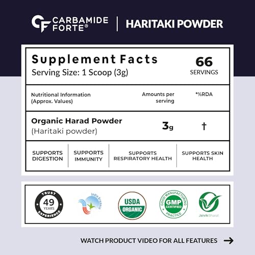 Image of Carbamide Forte Organic Harad Powder | Haritaki Powder for Digestion, Cleansing & Wellness | kadukkai powder for digestion & Detox Support - 200g