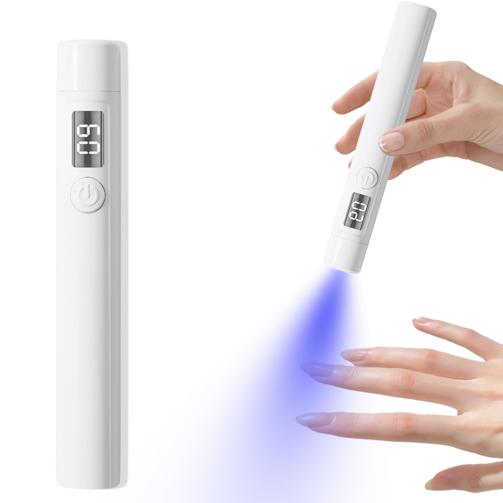 Handheld UV Light for Gel Nails, Mini Nail Dryer, Portable Cordless Rechargeable, LED Nail Lamp for Fast Curing & Home DIY