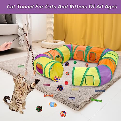 Retro Shaw Juego de juguetes para gatos con túnel y varita 7