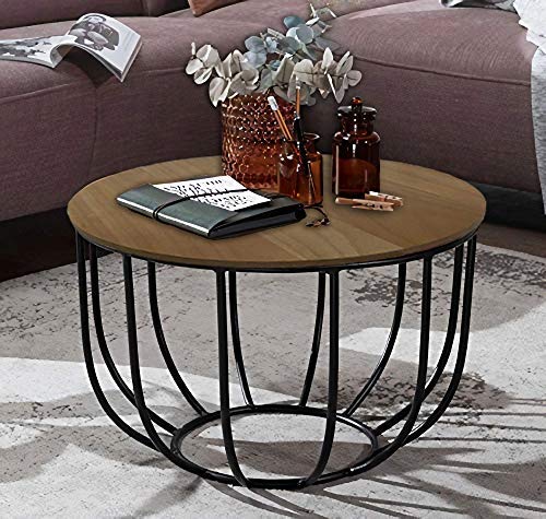 Priti Engineered Wood Indiana Bowed Round Coffee Table (Black)
