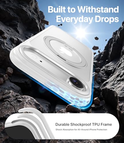 Image of for iPhone Air Case, Compatible with MagSafe, Slim Shockproof Military-Grade Rugged Protective Case with Stand, Camera Control, Comfort Grip (B-White, iPhone Air)